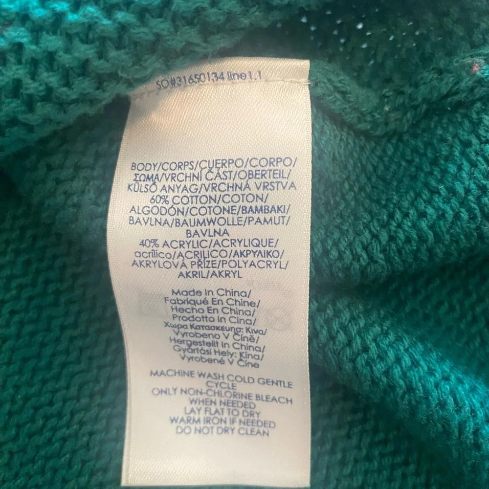 CHAPS Sweater Boatneck Cable Knit Green-2X - Picture 4 of 6